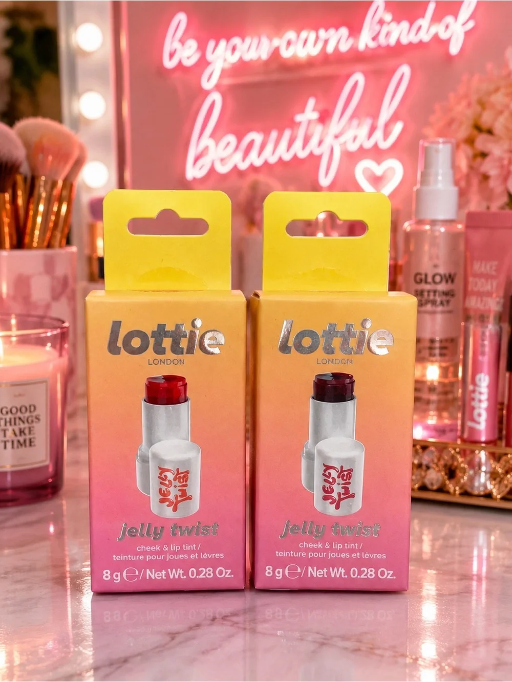 Lottie London Jelly Twist Cheek & Lip Tint Bundle -Coral Crush & Berry Burst NIB